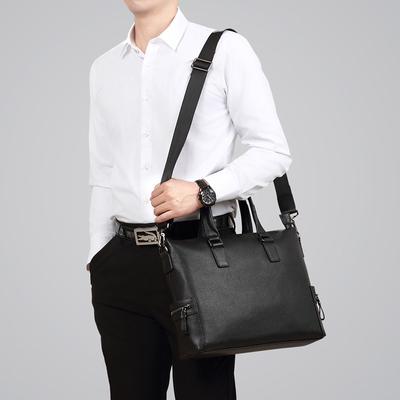 Handbag Genuine Leather Men's Casual Men's Cowhide Men's Business Bag Horizontal Large Capacity Briefcase