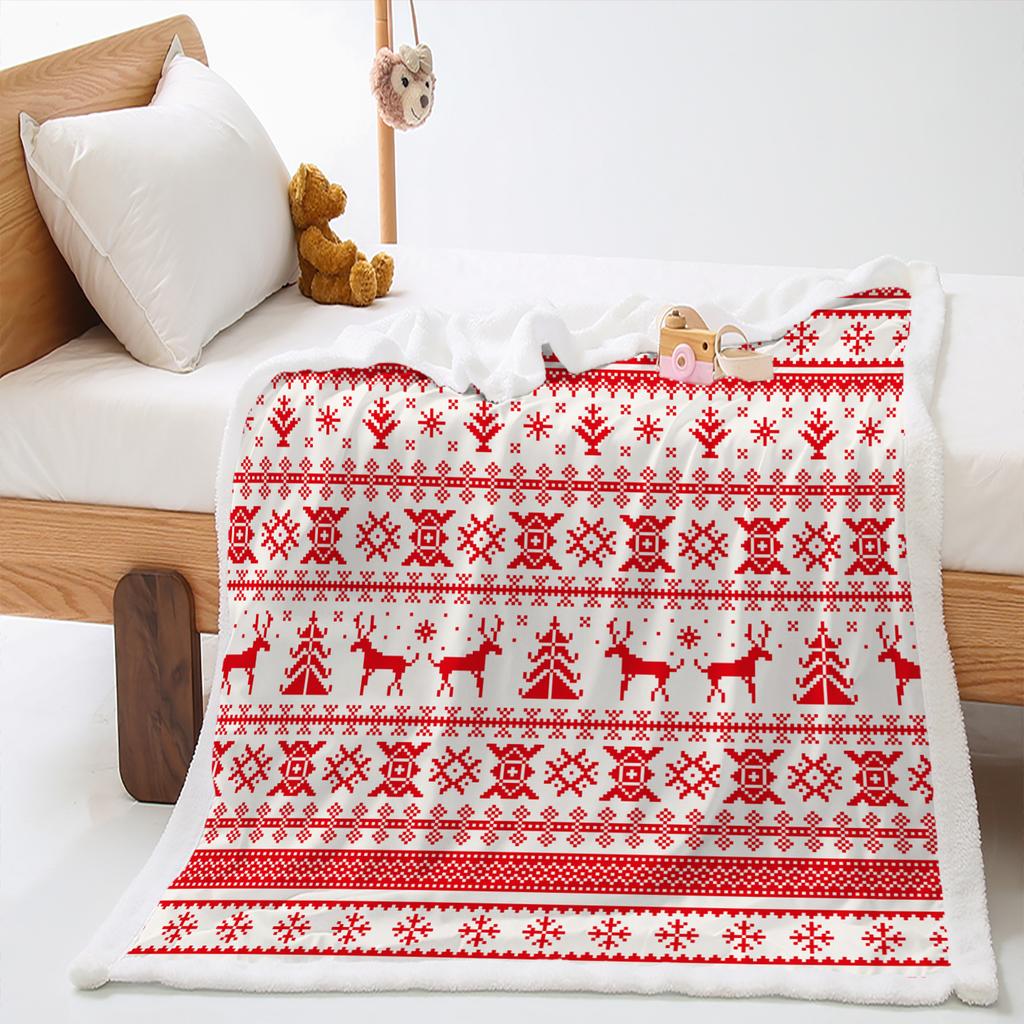 Blanket 2D Digital Printing Christmas Lamb Fleece Crystal Fleece Blanket Blanket