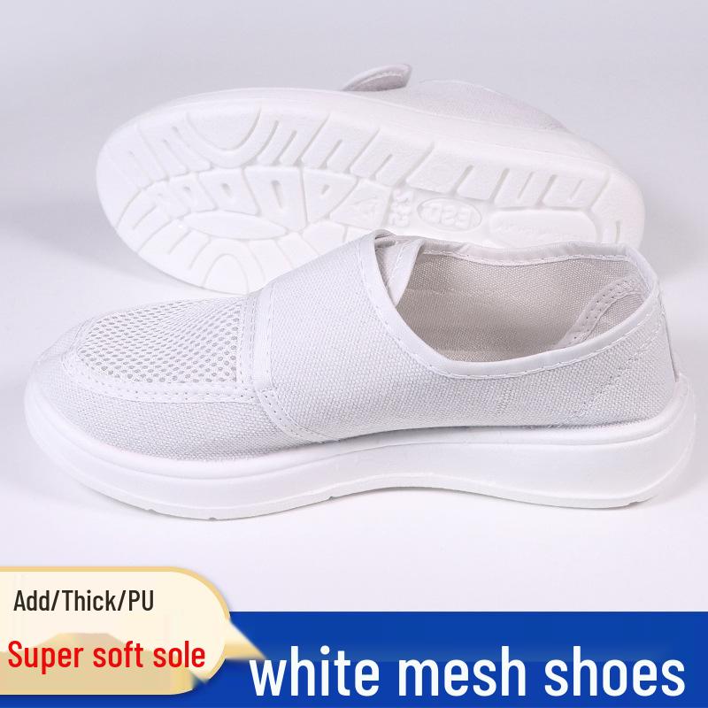 Anti-Static Velcro Mesh Shoes with Thick PU Sole for Cleanroom and Laboratory Use