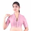 Women’s Solid Collar Neck Readymade Saree Blouse | Front Open Non Padded | Half Sleeve Art Silk Blouse
