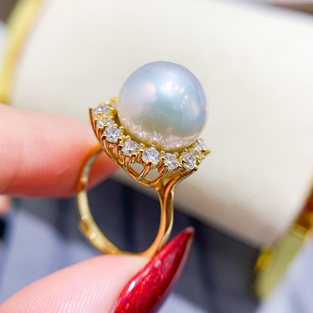

S925 Sterling Silver DIY Pearl Ring & Ear Stud Set with Gold & Silver Mounts Silver Stud No Pearl No Chain