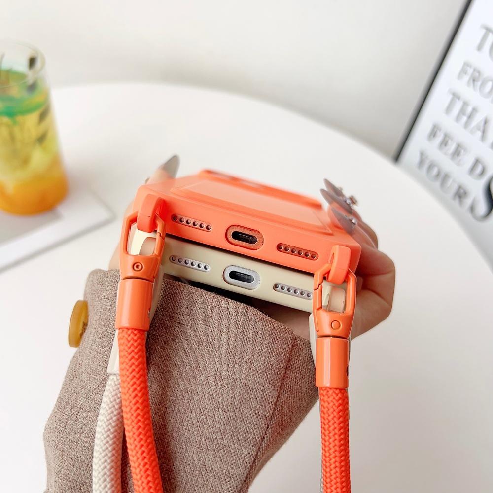 Adjustable Crossbody Lanyard Card Slot Cover for IPhone Air 17 16 15 14 13 Pro Max Color Silicone Wallet Holder Shockproof Case