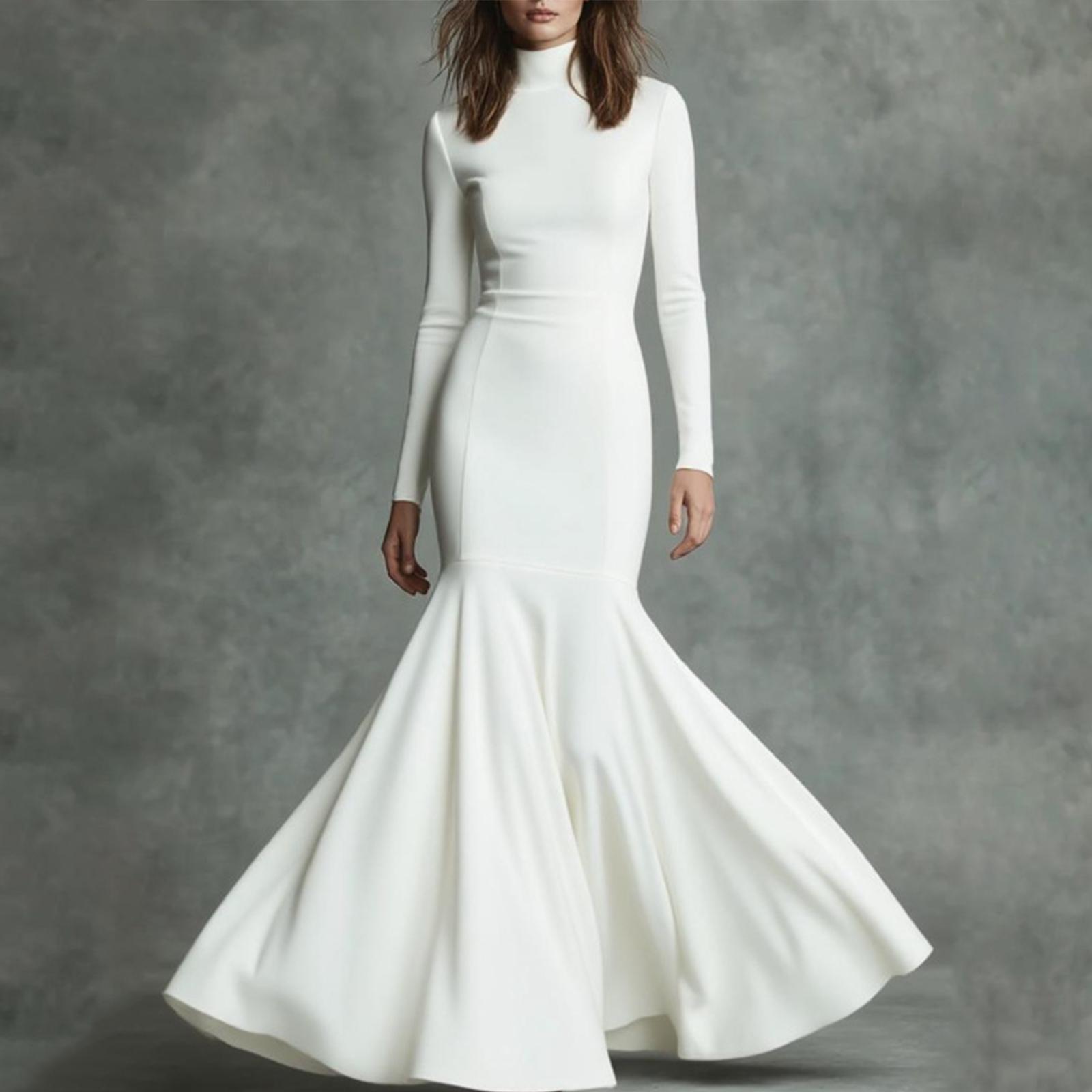 

Women s Elegant Color Mermaid Maxi Dress M білий