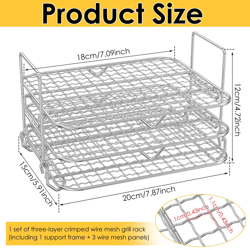 2/3 Tier Air Fryer Rack Stainless Steel Air Fryer Grill Grate Heat Resistant Dehydrator Racks for Cooking Kitchen Accessories