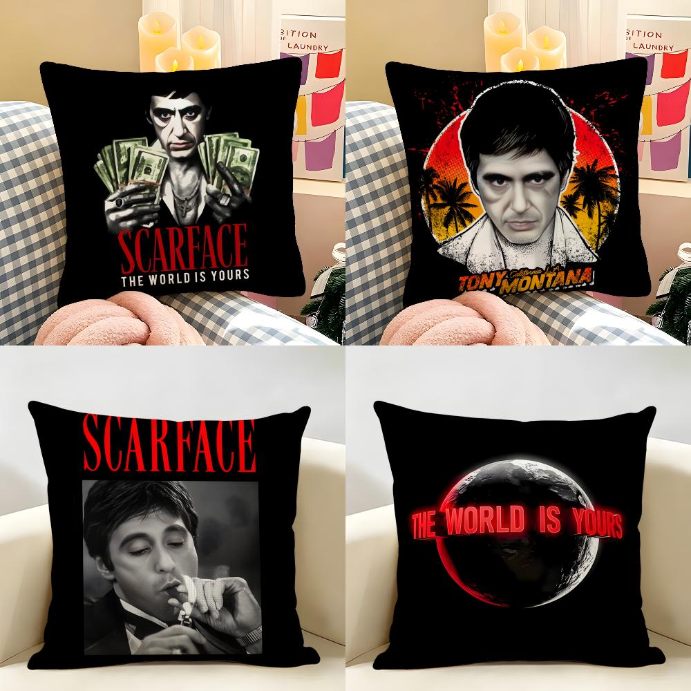 Classic Movie SScarface Cushion Cover Natural Linen Organic Fabric DoubleSided Printing Room Sofa Decor Pillow Case