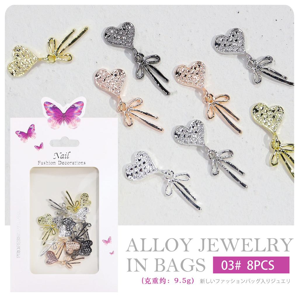 Nail Art Japanese Nail Art Xiaoxiangfeng Love Bow Chain Alloy Nail Art Jewelry