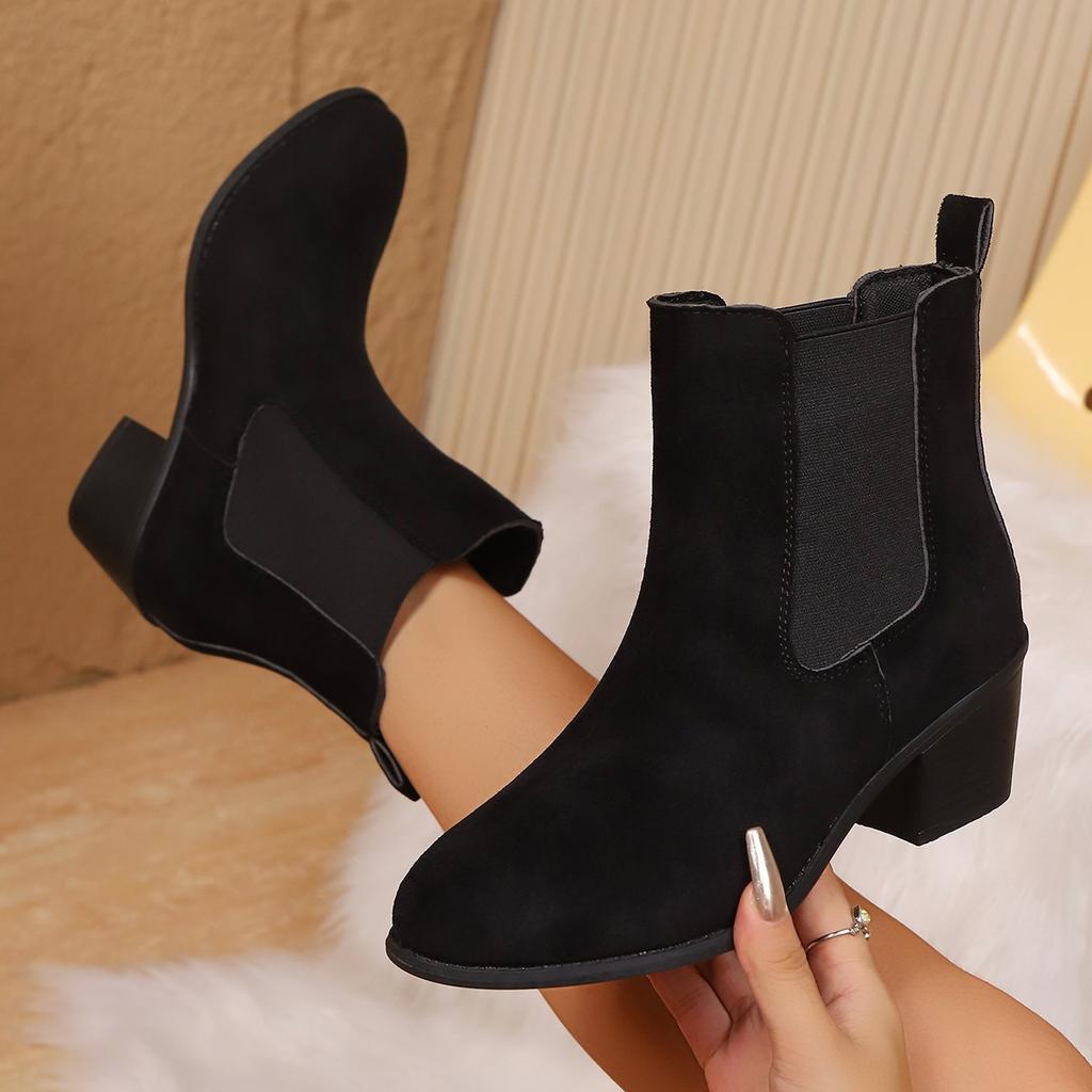 Fashion Leopard Winter Sexy Women Ankle Boots Autumnwinter Female Short Zip Chelsea Boots Retro Round Toe Square Heel Size 36-43