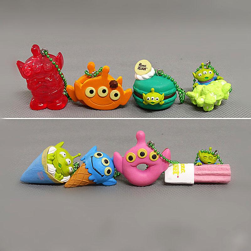 

8Pcs Kawaii Alien Anime Keychain Three Eyes Figure Cute Keyring Bag Pendent Accessories Toy Gift