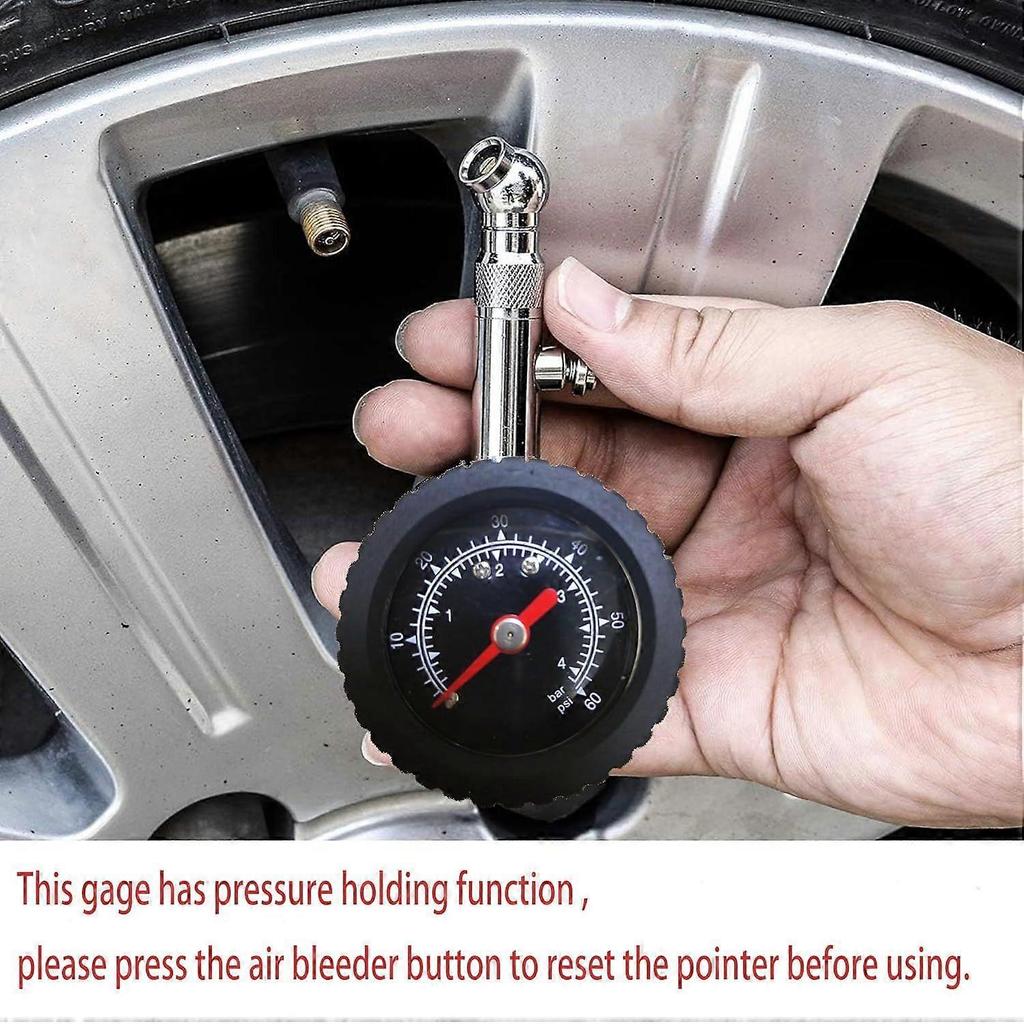 Tire Pressure Gauge 0-60 PSI, Heavy-Duty Chrome Metal Head, Measurement Tool for
