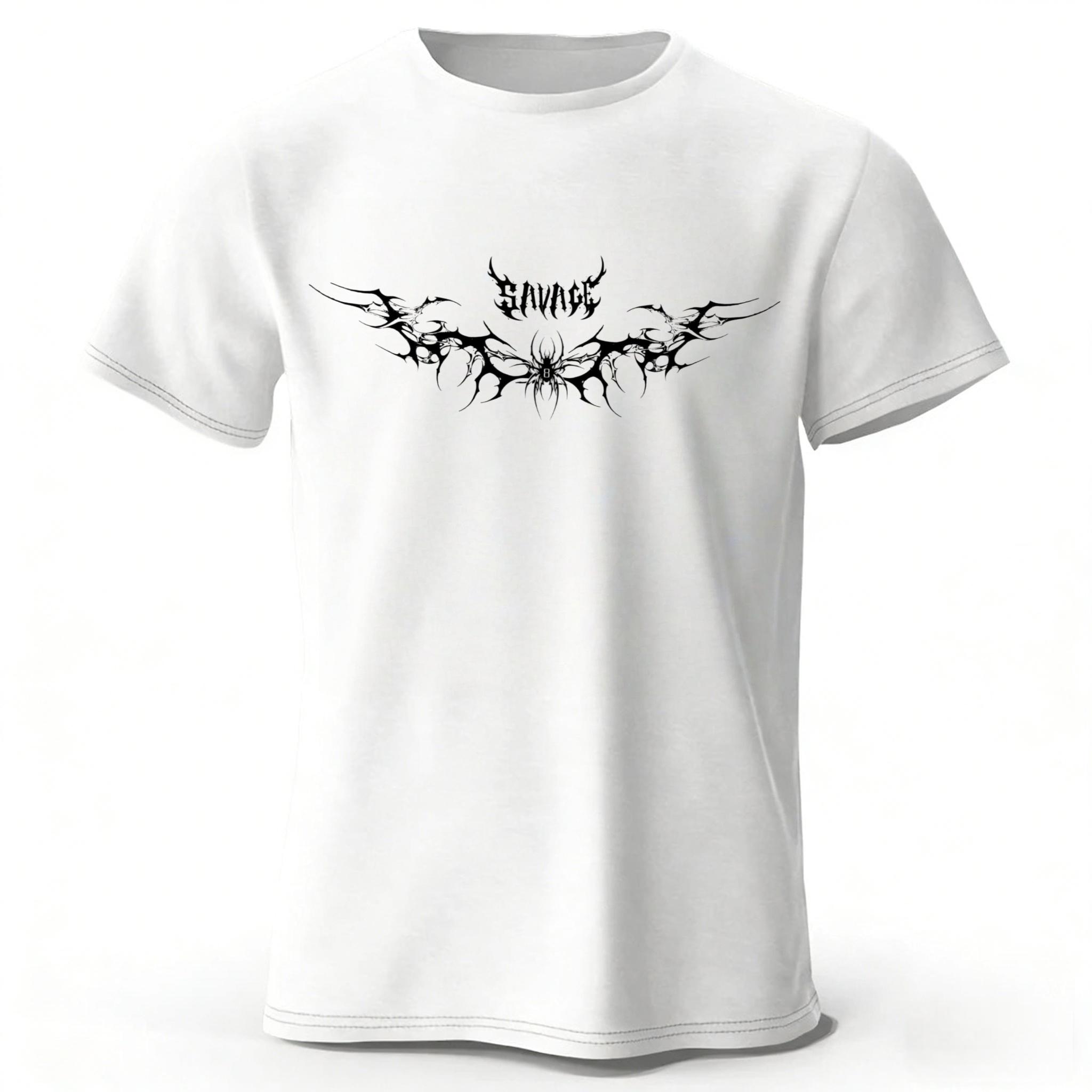 

New Dark Gothic Style Pure Cotton Short Sleeved Mens Loose Oversized Sports Tshirt Soft Comfortable for Street Fashion Wear 4XL