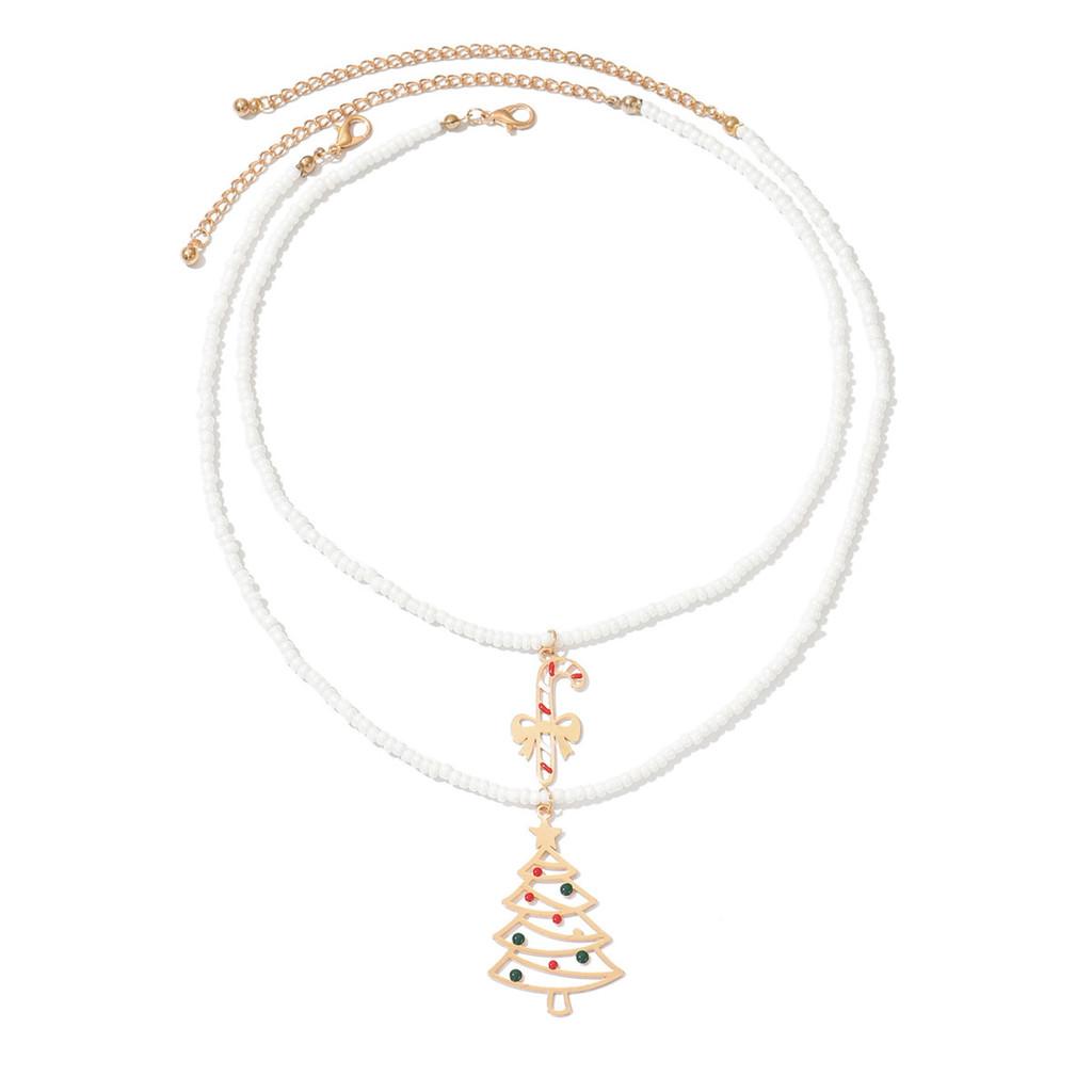 

Christmas Necklace Geometric Metal Candy Tree Pendant For Women
