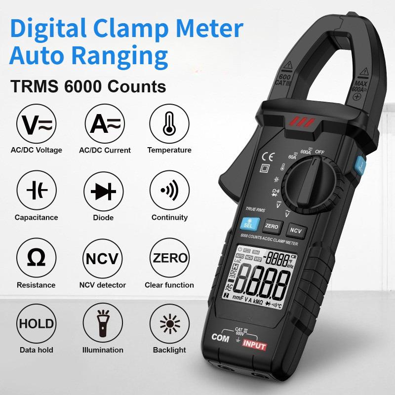 AC DC 600A Clamp Meter Digital Ampere Tester NCV Smart Current Clamp Smart DC Pliers Ammeter Multimeter Ohmmeter