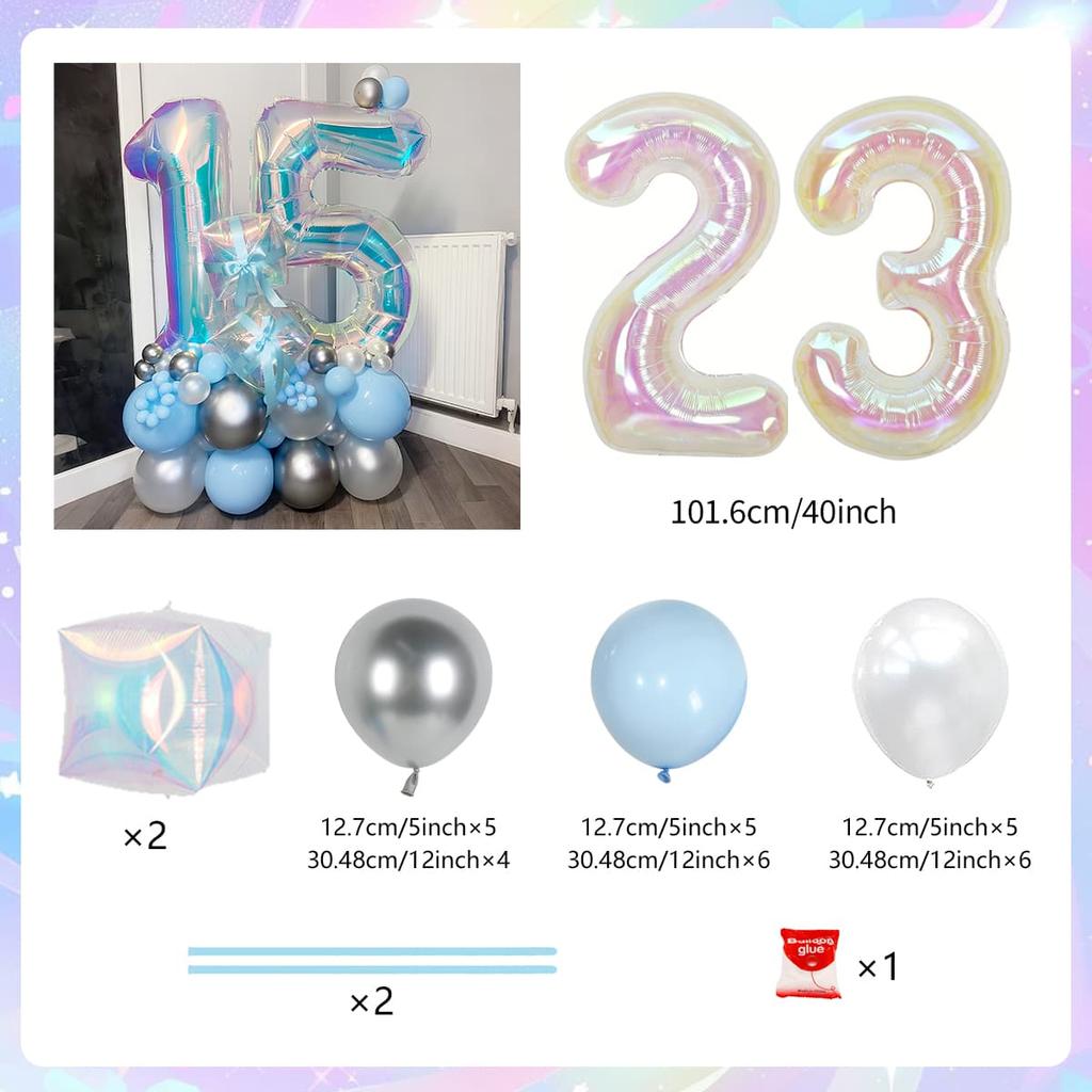 Colorful Rainbow Balloon Set Digital Transparent Colorful Aluminum Film Balloon Commemorative Day Birthday Party Decoration