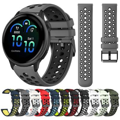 20mm 22mm Soft Two-Tone Silicone Strap For Garmin Vivoactive 6 5 4/Forerunner 265 255 165 245 Music/Venu 3 2 Plus Watch Band