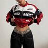 Női Hosszú Ujjú Álló Galléros Színblokkos Versenydzseki Betűnyomott Cipzáros Streetwear Bomberdzseki Alkalmi Felsők