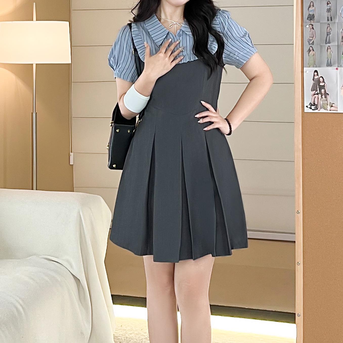 

Summer Korean Style Petite Casual Two-Piece Dress for Curvy Girls 3XL (150-165 jin)