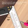 Stainless Steel Woodworking Marking Ruler Featuring Clear Markings and Stable Base for Accurate 90-Degree Angle Measurement