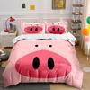 Cute Pink Pig Face Design Bedding Duvet Cover Set Duvet Cover Pillowcases  (1*Duvet Cover 2*Pillowcases, Without Duvet Insert)