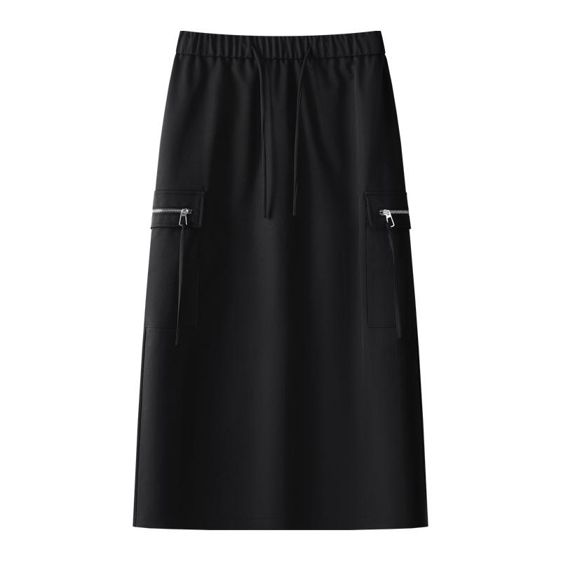 Apricot Retro Slit Midi Skirt - Women's 2024 Spring/Autumn Style, Bodycon Long Skirt