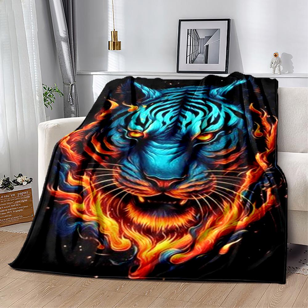 Tiger And Roses Blanket Suitable for Offices, Travel, Living Rooms Also a Good Gift for Friends and Family Suitable for All Seasons.