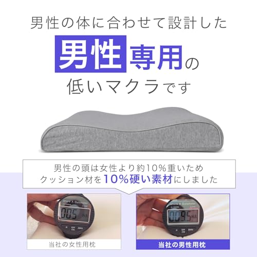 3.5cm Lower Pillow and Guide Set, Low Firmness, Comfortable Sleep Pillow for Back Sleepers with Neck, Shoulders, and Back Pain from Desk Work, Men's a