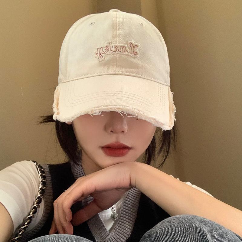 

Baseball cap women s new big head circumference showing face small peaked cap soft top wide brim beige hat Adjustable