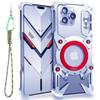 For iPhone 16 Pro Bumper Case Kickstand Aluminum Alloy Magnetic Phone Cover with Wrist Strap