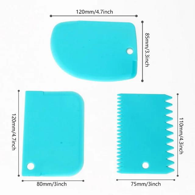 3 ks/sada plastových nožů na těsto, pečení, cukrářské nástroje, škrabka na fondán, zdobení, hladké špachtle, kráječe na dorty