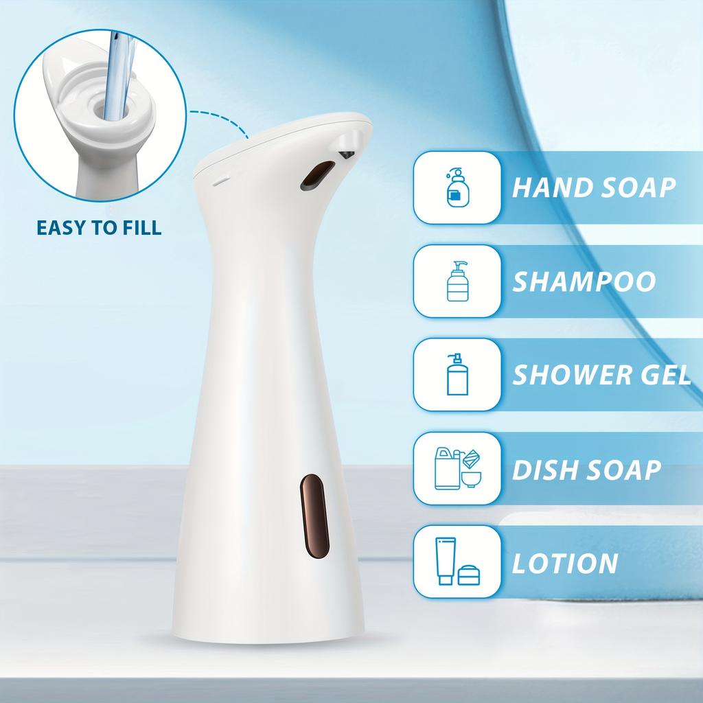 No Touch Automatic Soap Dispenser 6.76 Oz - Battery Powered, Infrared Induction, No Latex, Ideal for Bathroom and Kitchen