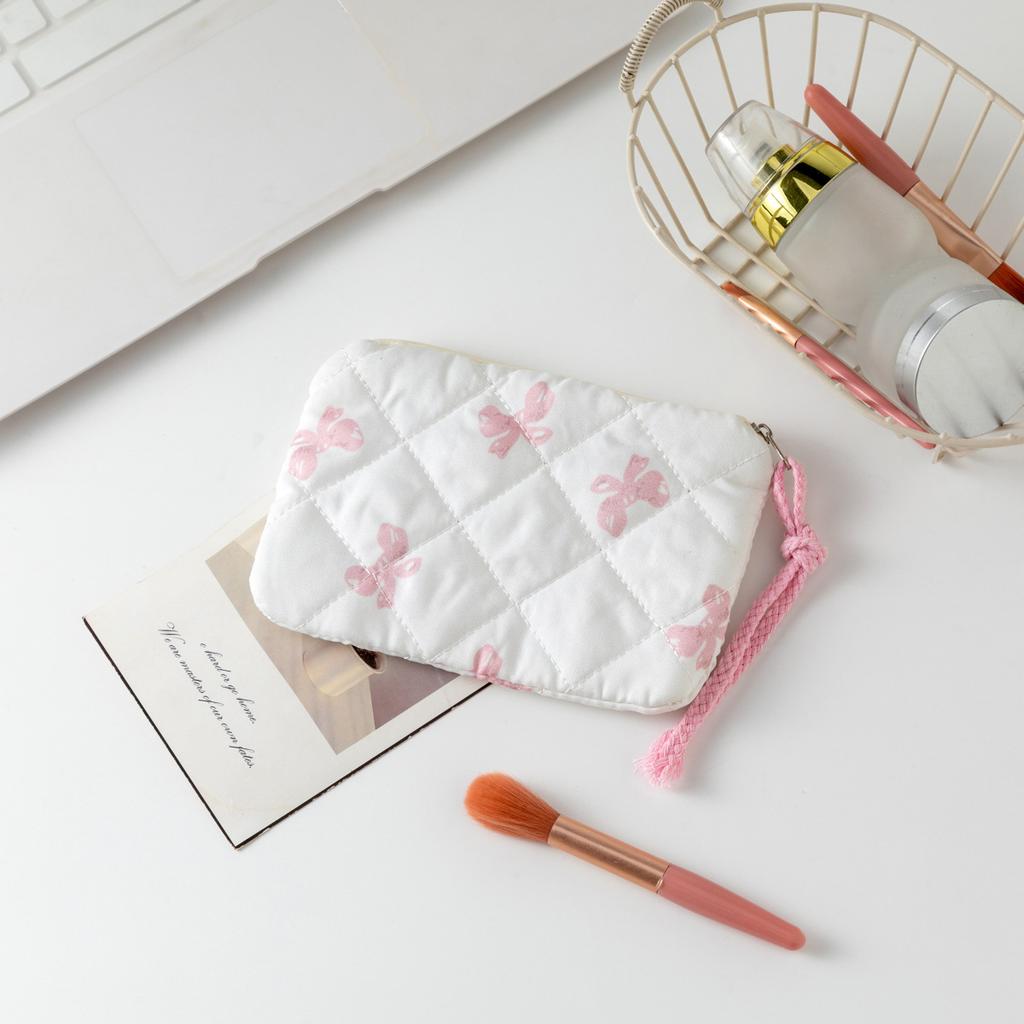 Kawaii Floral Travel Coin Purse Lipstick Cosmetic Small Storage Bag Cute Women Makeup Handbags Wallet Organizer Pouch Card Bags