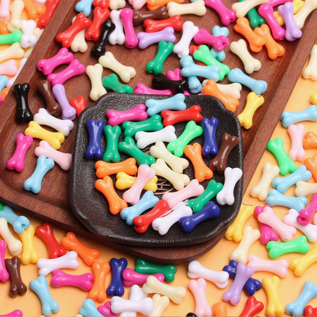 20Pcs 8.6*20mm Acrylic Colored Bones Pendant Beads Fashion Mobile Phone Chain Necklace Handmade Materials