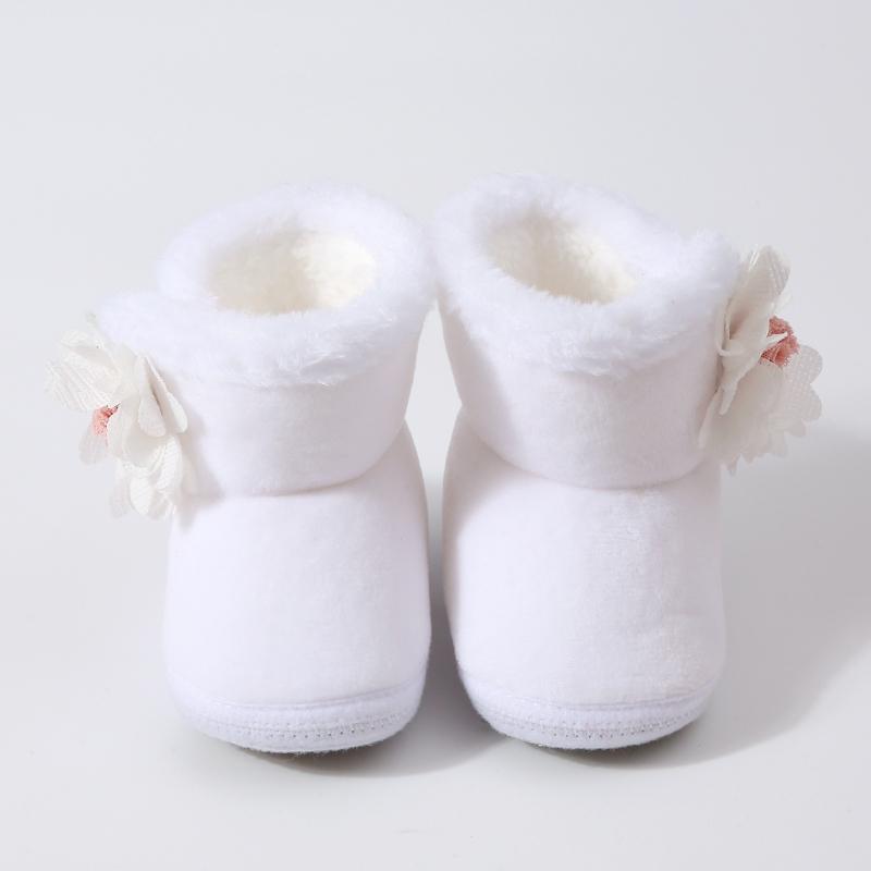 

Младенцы Девочки Хлопковые Ботинки Мягкая подошва Теплые Ботинки Цветочный Декоративный 12 белый