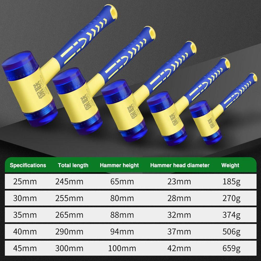 Plasthåndtak Gummihammer Sklisikkert håndreparasjonsverktøy Installasjon Hammer Dør Vindu Gulv