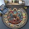 French Bulldog Glass Round Area Rug Under Office Chairs Bedroom Living Room Home Decor