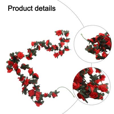 Künstliche Rosengirlande, 2,5 Meter lang, aus hochwertiger Seide, naturgetreue Rosen, pflegeleicht, für Veranstaltungen und Zuhause