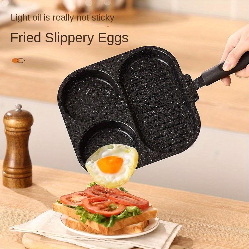 3-In-1 Breakfast Extra Thick Frying Pan Home Egg Pan Flat Bottom Skillet Steak Eggs Hamburger Non-Stick Pan