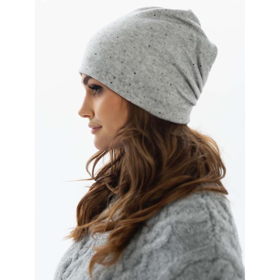 Szara Czapka Beanie Damska Z Dzianiny - Peterson