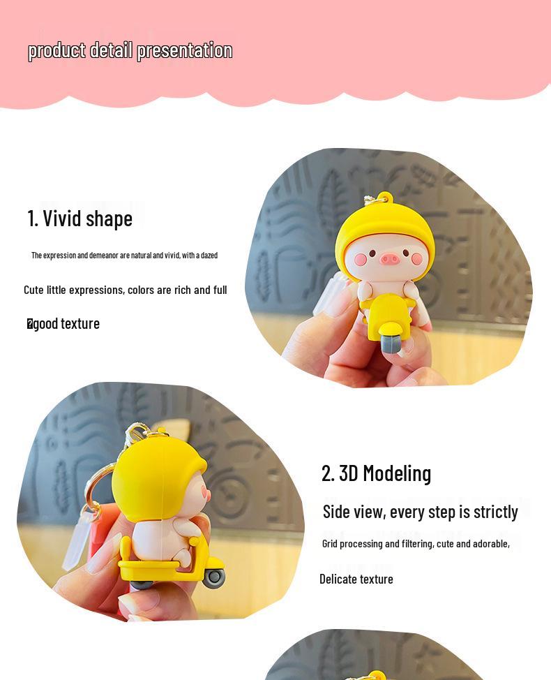 Cute Pig Keychain for Women: Couple Backpack Pendant & Electric Car Charm