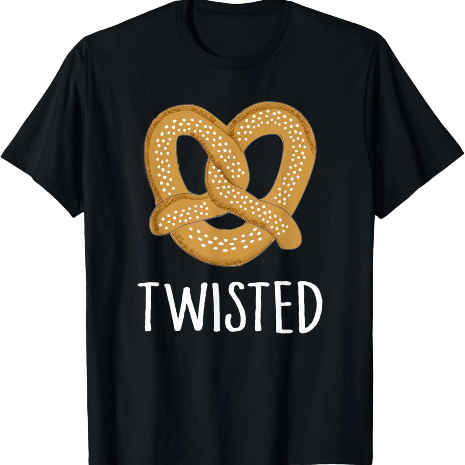 Funny Twisted Pretzel Illustration Graphic T-Shirt,100% cotton S