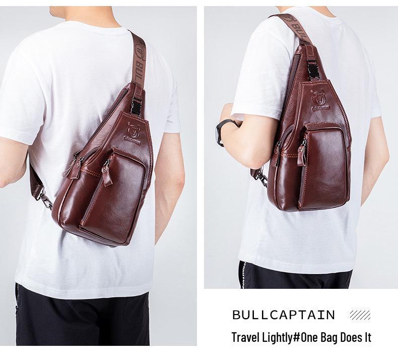 Captain Cow Men's Genuine Leather Multifunctional Crossbody Chest Bag