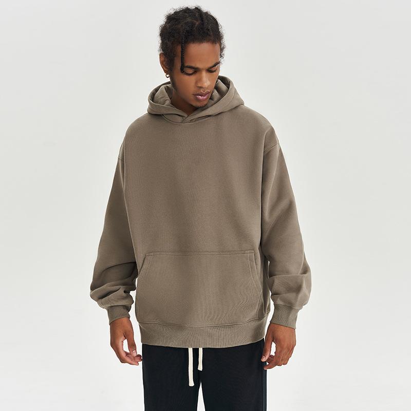 Autumn and Winter One Tone Blank Plus Velvet Thickened 450g Hooded Sweatshirt Men Heavy Hoodie Mens Clothes