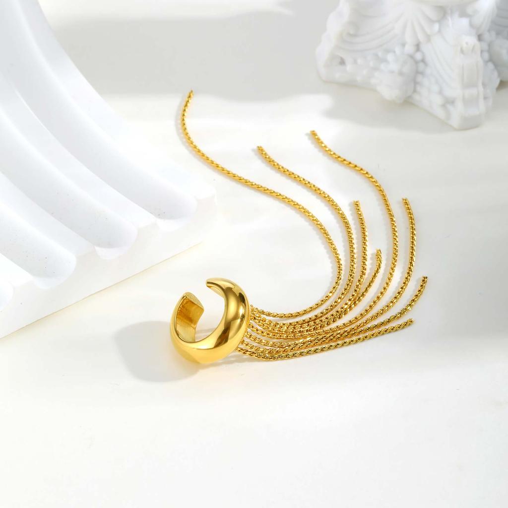 Stainless Steel Tassel Ear Bone Clip for Women,Gold Color Fake Piercing C-shaped Cartilage Ear Clip,Ear Cuff Jewellery Gift