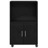 Open Storage Locker, Black Movable Storage Cabinet with Wheels, 2-tier Storage, with Double Door Storage Space, 55x40x91 Cm