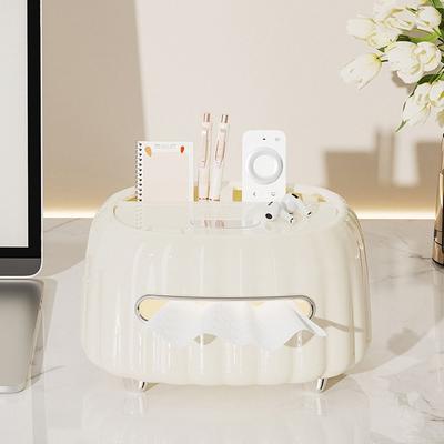 Cutie de șervețele din plastic în stil cremă, impermeabilă, rezistentă la umiditate, cu mai multe compartimente, cutie de șervețele de mare capacitate decorativă