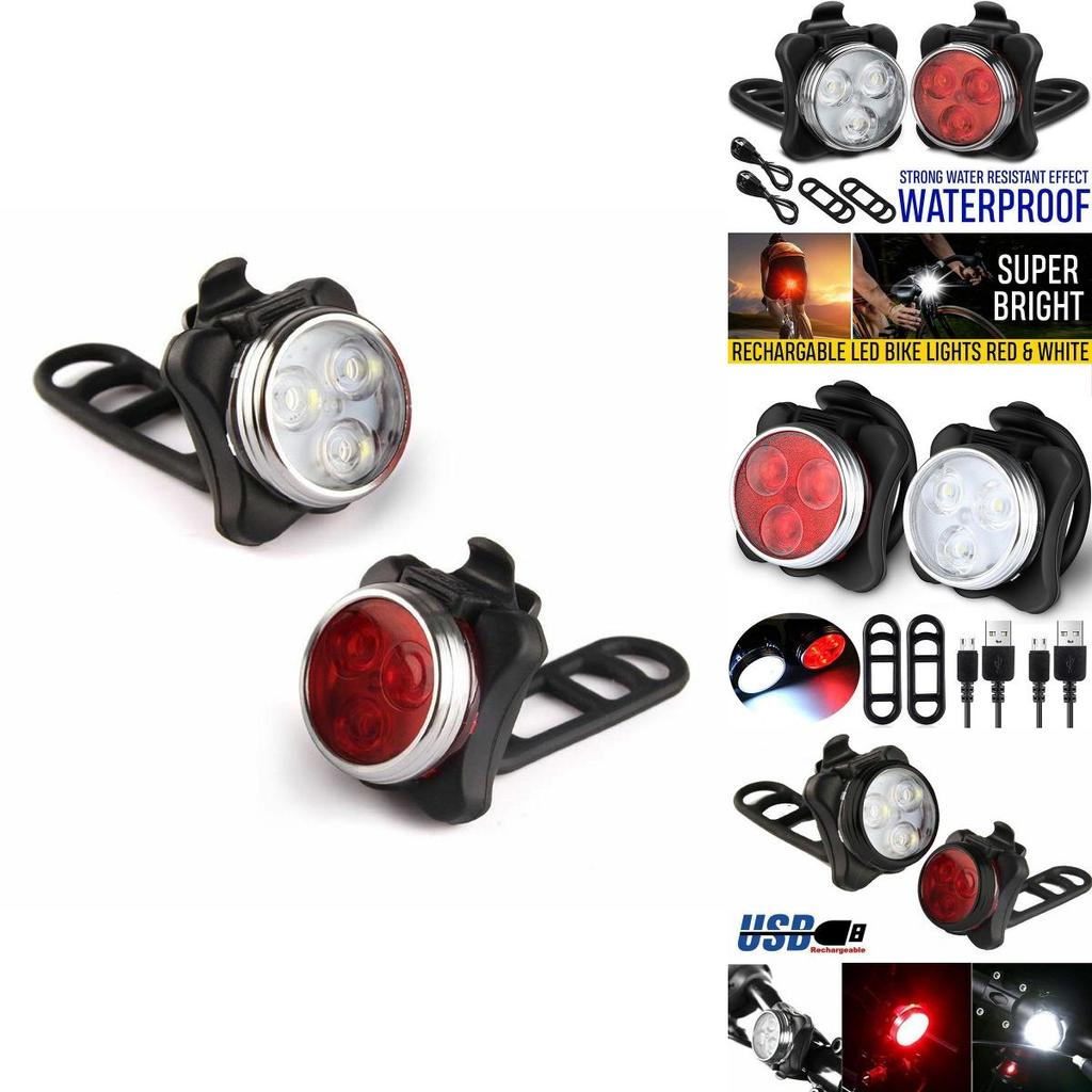 Usb Rechargeable Waterproof Ipx4 Bike Light Set For Safe Night Riding**