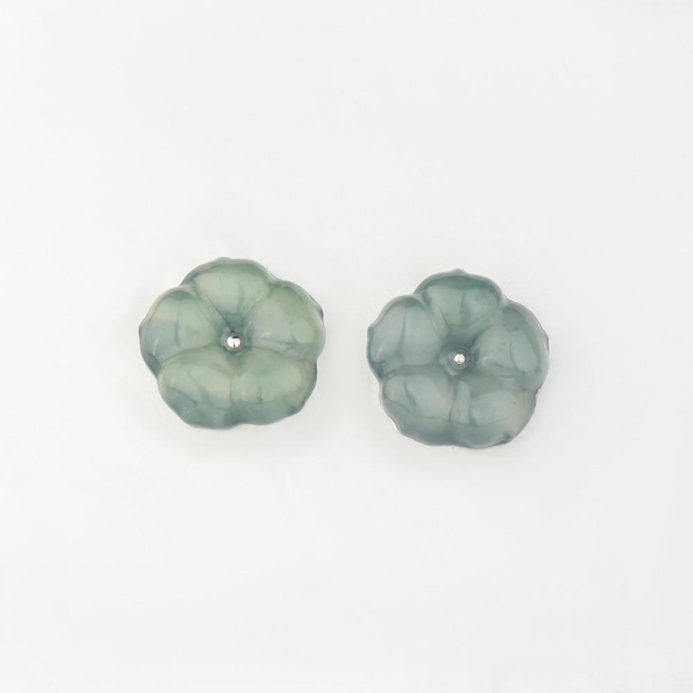 Natural blue water jadeite sterling silver s925 flower stud earrings high-end simple fashion versatile daily jewelry gifts