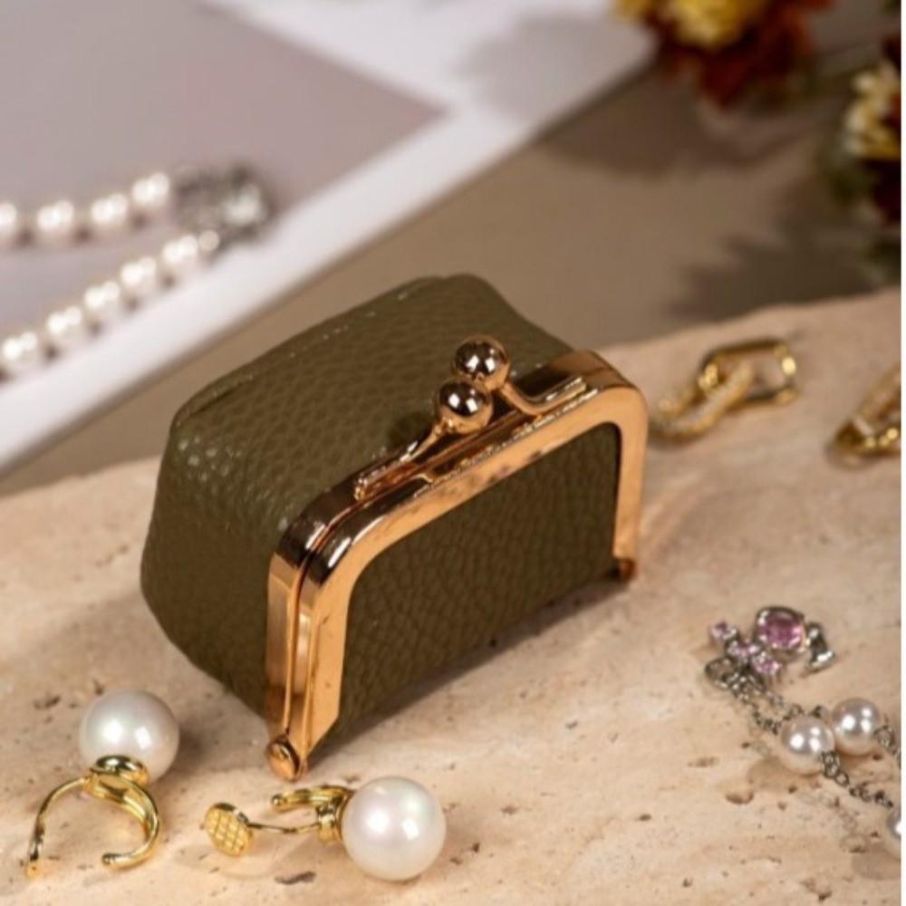 PU Leather Leather Jewelry Bag Polka Dot Small Item Bag Luxury Kiss Lock Coin Purse Woman Girl