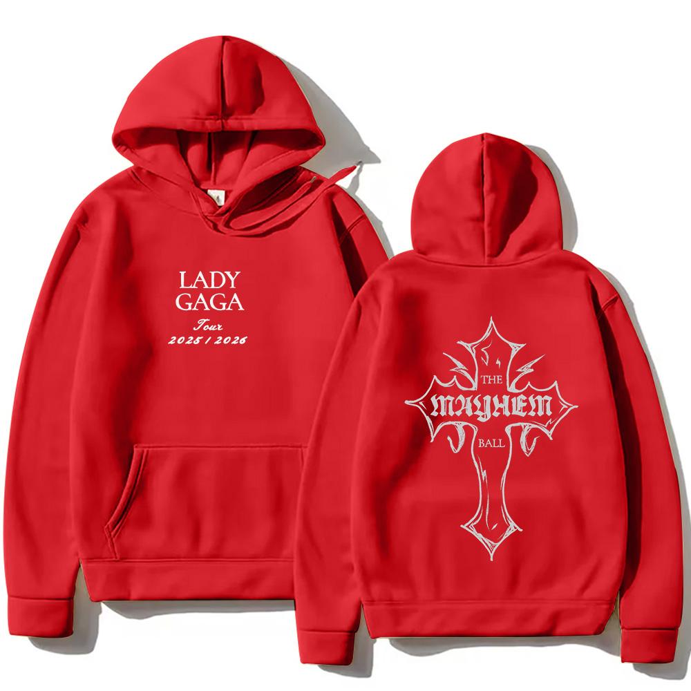 Lady Gaga Fashion Hoodies Lady Gaga MAYHEM Cross Cutoff Print Sweatshirt Fall Retro With Hooded Clothing Unisex Loose Streetwear