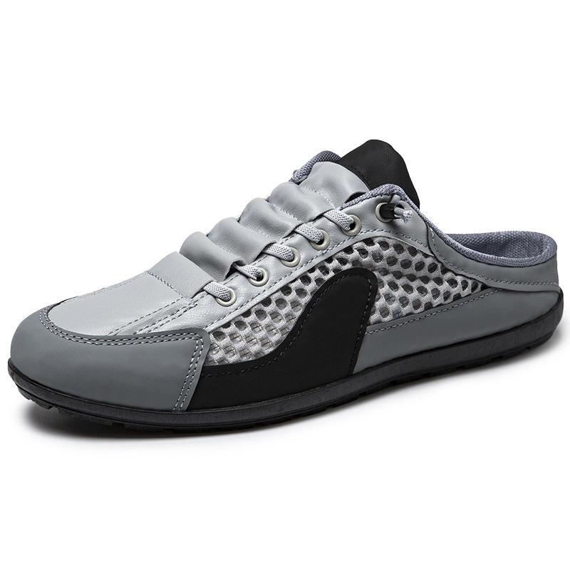 Men's Closed Toe Half Slippers 2026New Casual Sneakers Baotou Half Slippers Breathable Mesh Shoes Men Loafers Flat Beach Sandals