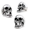 Gothic Long Tooth Zombie Skull Ring Men's Blackened Polished Stainless Steel Jewelry